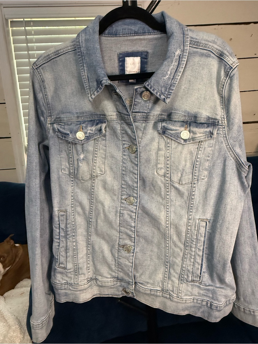 LC Lauren Conrad Light Blue Denim Jacket with Button Front